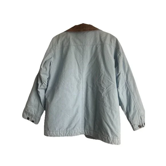 Vintage LL Bean Baby Blue Quilted Lined Barn Chore Coat Canvas Field Jacket M - Picture 2 of 11